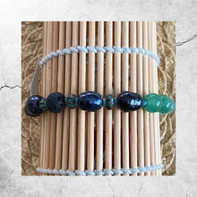 Load image into Gallery viewer, Essential Oil Bracelet || Cat-Eye and Jade Beads in Shades of Green || Black Freshwater Pearls
