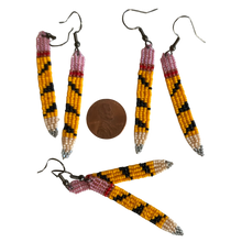 Load image into Gallery viewer, Tiger-Striped Beaded Pencil Earrings
