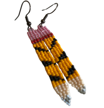 Load image into Gallery viewer, Tiger-Striped Beaded Pencil Earrings
