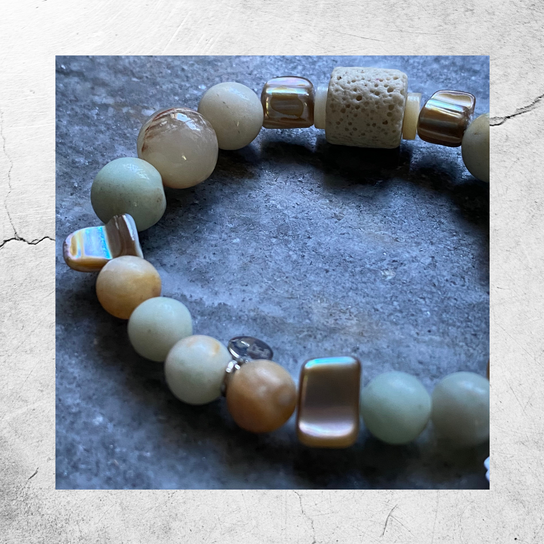 Mother of Pearl and Jade Essential Oil Bracelet