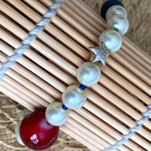 Load image into Gallery viewer, The Lone Star Bracelet || Pearls, Agates, Red Glass &amp; the Lone silver Star
