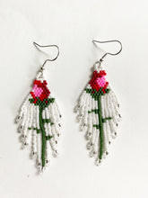 Load image into Gallery viewer, PRE-ORDER SINGLE LONG-STEM ROSE FRINGE EARRINGS
