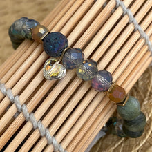 Load image into Gallery viewer, Iridescent Lava Beads and Crystal Hearts Diffuser Bracelet || Size 6.5
