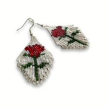 Load image into Gallery viewer, PRE-ORDER SINGLE SHORT-STEM ROSE FRINGE EARRINGS
