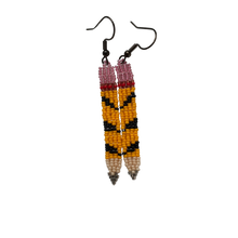 Load image into Gallery viewer, Tiger-Striped Beaded Pencil Earrings
