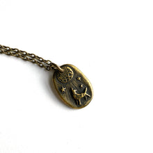 Load image into Gallery viewer, Howling Wolf Pendant on 20&quot; Brass Chain
