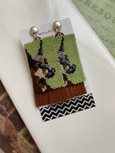 Load image into Gallery viewer, Handwoven Doberman Post Earrings, Backed with Leather Fringe
