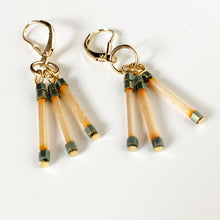 Load image into Gallery viewer, Matchstick 3-Strand Beaded Earrings in Cream, Orange and Gold
