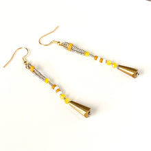 Load image into Gallery viewer, Golden Drops Single Strand Beaded Earrings in Yellows and Gold
