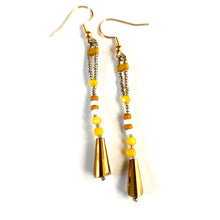 Load image into Gallery viewer, Golden Drops Single Strand Beaded Earrings in Yellows and Gold
