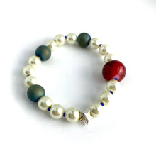 Load image into Gallery viewer, The Lone Star Bracelet || Pearls, Agates, Red Glass &amp; the Lone silver Star
