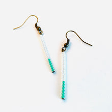 Load image into Gallery viewer, Minimalist White &amp; Turquoise Seed Bead Earrings
