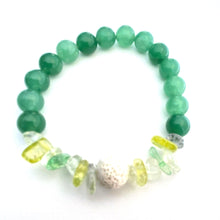 Load image into Gallery viewer, Green Aventurine, Agate chips &amp; White Lava Bead Diffuser Bracelet || Stretch Bracelet
