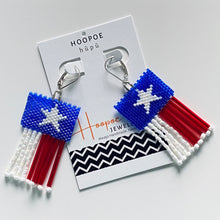 Load image into Gallery viewer, Texas Bugles &amp; Beads - Handwoven Flag Earrings, Sterling Silver
