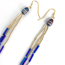 Load image into Gallery viewer, Twilight - Extra Long Duster Earrings Dazzle in Purples, Blue and Gold
