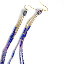 Load image into Gallery viewer, Twilight - Extra Long Duster Earrings Dazzle in Purples, Blue and Gold
