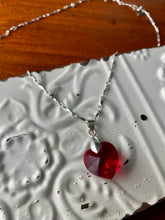 Load image into Gallery viewer, Ruby&#39;s Heart - a Fine Crystal Heart-shaped Pendant dazzles on a Silver Chain
